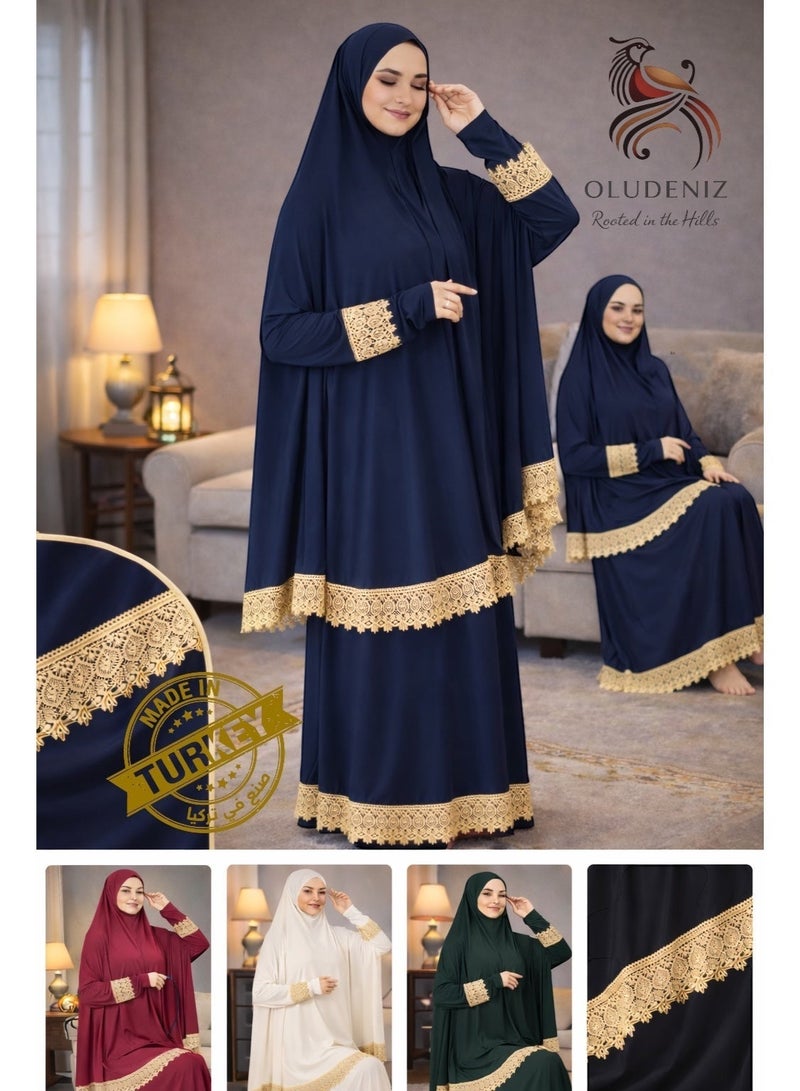 OLUDENIZ Women’s Two-Piece Prayer Dress – Cool Lycra Fabric – Full Modest Coverage – Fits Most Sizes – Turkish Quality – Perfect Gift Option - Image 2